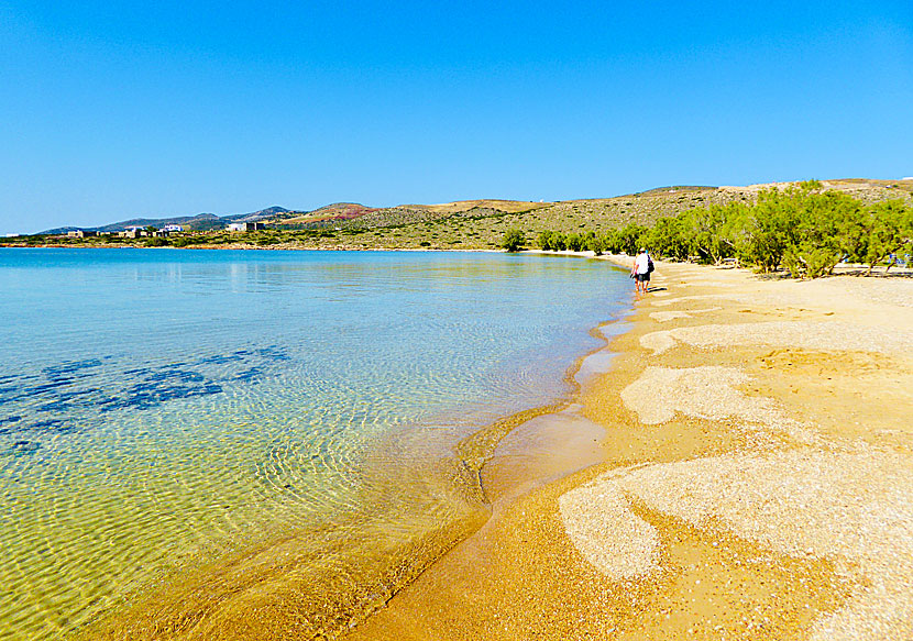 Walk between the sandy beaches of Antiparos.