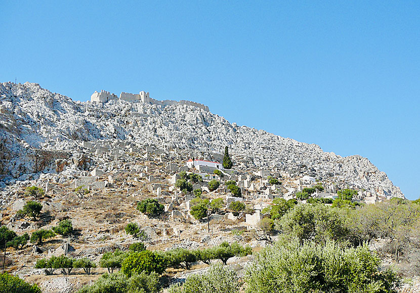 The uninhabited village of Chorio and the medieval fortress of Kastro on Chalki.