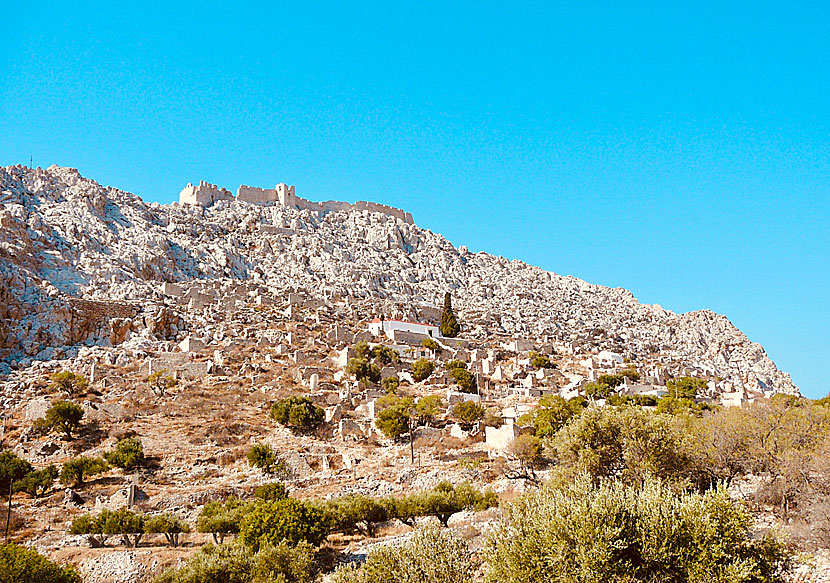 The uninhabited village of Chorio and the medieval fortress of Kastro on Chalki.