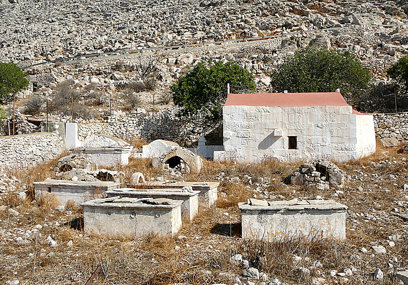 Archaeological excavations on the island of Chalki in the Dodecanese. Tombs and Roman sarcophagi.