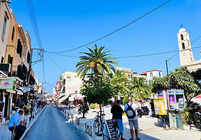 Odos Halidon Street and Trimartiri Cathedral in Chania.