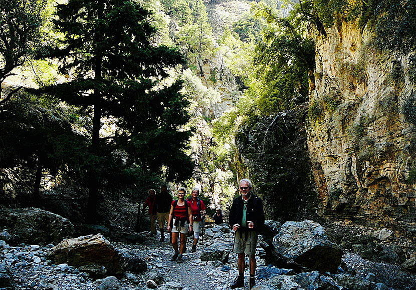 Hikers in the Imbros gorge in southern Crete.
