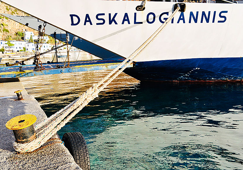 The car ferry Daskalogiannis in the port of Loutro in southern Crete.