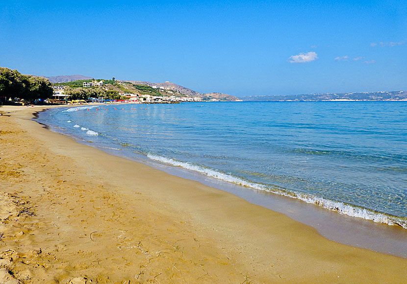 One of the nice child-friendly sandy beaches in Kalives in Crete.