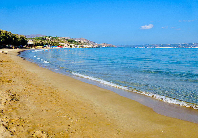 One of the nice child-friendly sandy beaches in Kalives near Chania in Crete.