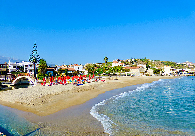 The beaches of Kalives in Crete are very nice and separated by a river.