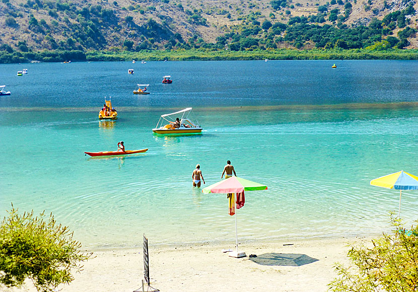 Paddle, swim and sunbathe in Kournas Lake in Crete.