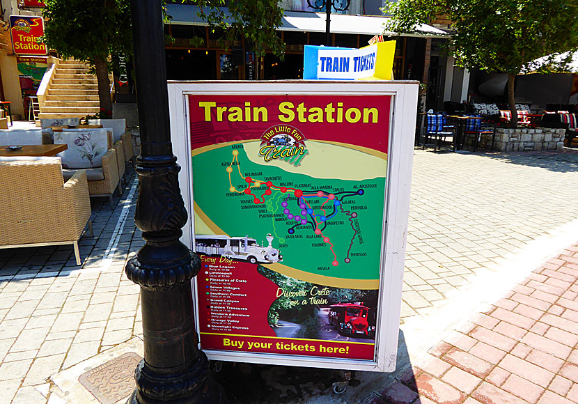 The train station of The Little Fun Train in Platanias in Crete.