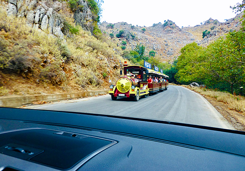 The Little Fun Train on the way to Therisso in Crete.