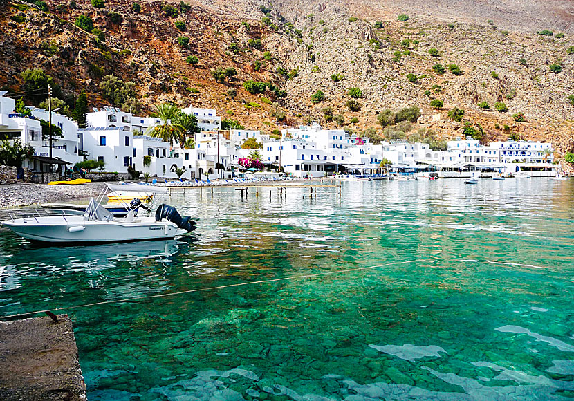 The beach in Loutro in Crete.