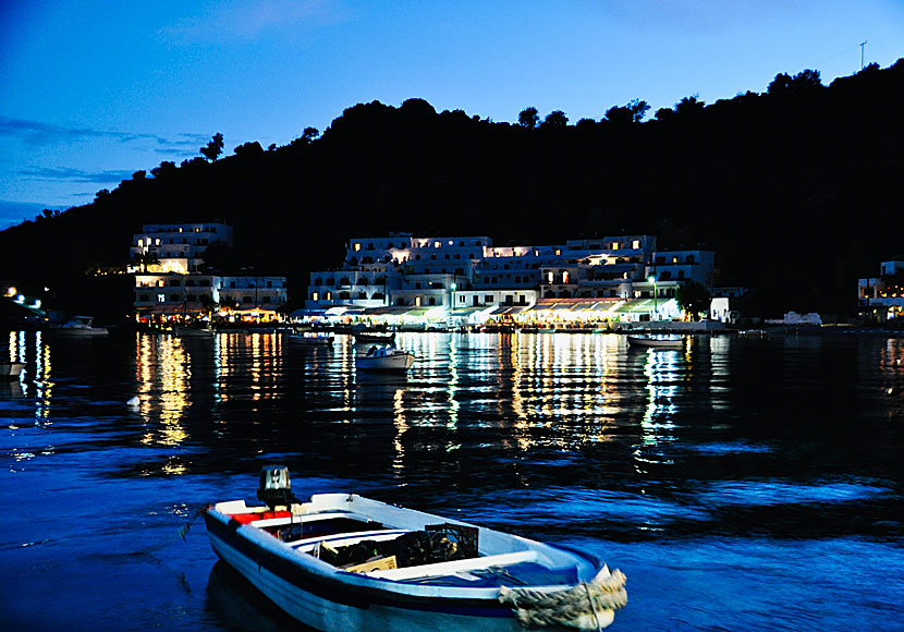 Restaurants and tavernas in Loutro in southern Crete.