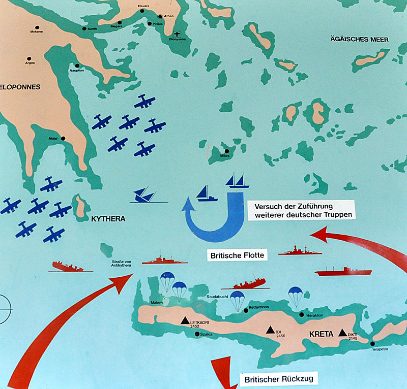Map of the Battle of Crete on 20 May 1941.