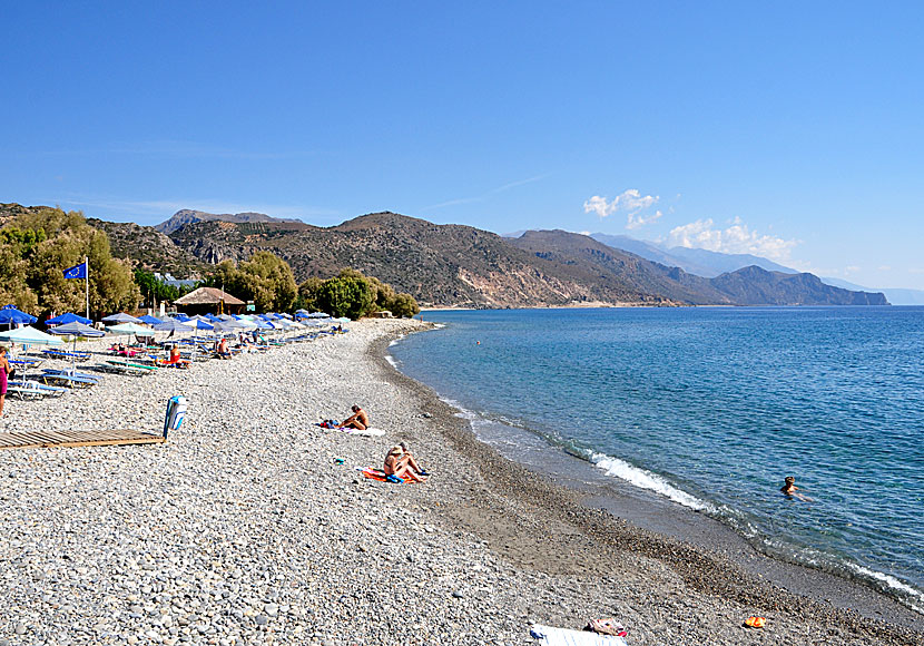 The pebbly beach of Paleochora in Crete.