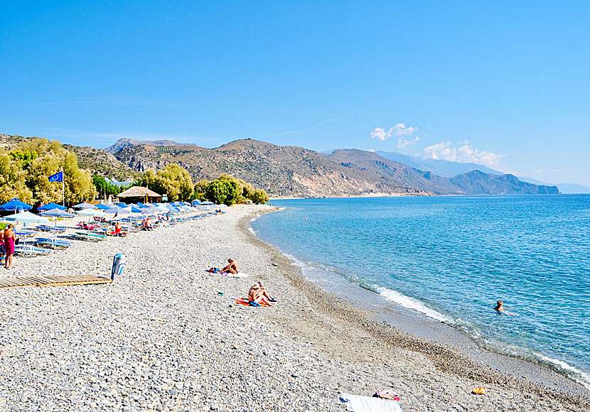 The pebbly beach of Paleochora in Crete.