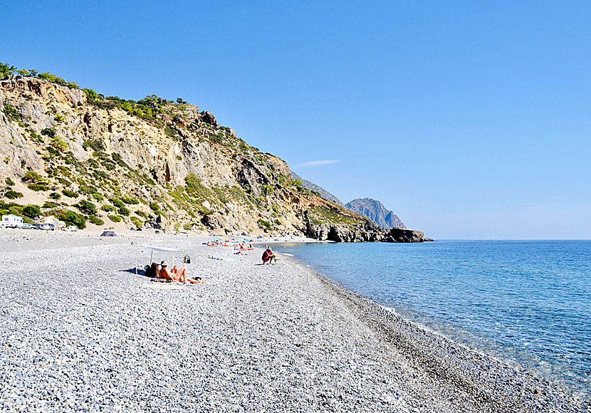 The nudist beach Sougia beach in Kreta. 