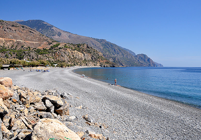 The long pebble beach in Sougia . Crete.