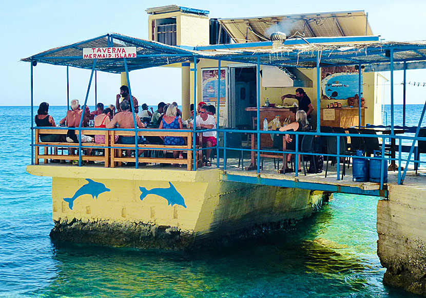 Taverna Mermaid Island is the only restaurant on Sweetwater beach.