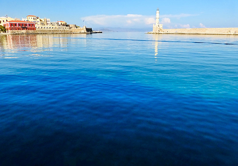 The Venetian port of Chania with lighthouse and breakwater.