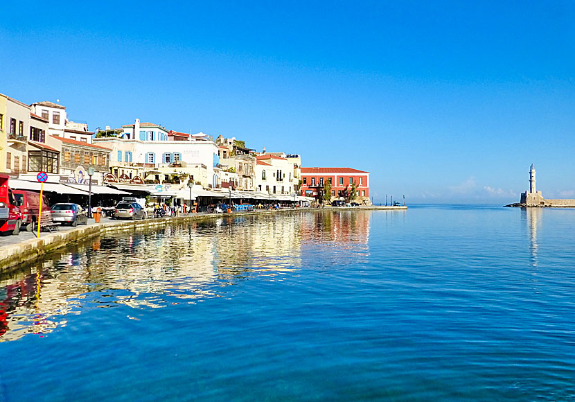 The Venetian harbour of Chania. in Crete.
