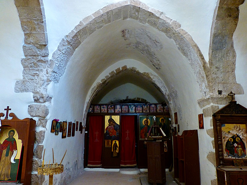 Old icons in Agios Antonios church south of the village of Zaros in Crete.