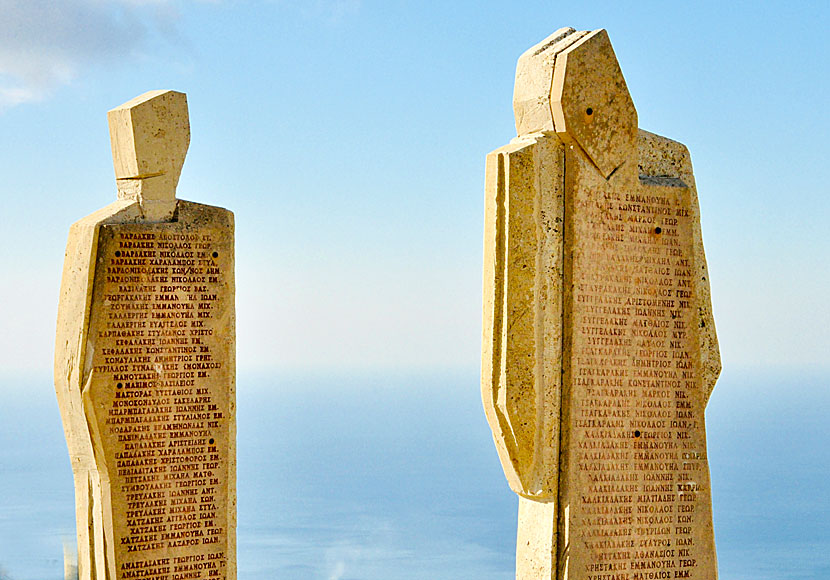 On each statue there are names of those killed during the massacre. Ano Viannos in Crete.