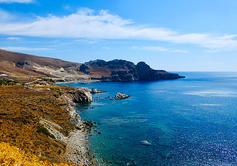 The port and beach of Loutra along the road to Kali Limenes in Crete.