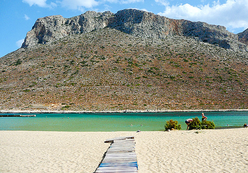 Stavros beach where the movie Zorba the Greek was shot based on the book of the same name written by Nikos Kazantzakis.