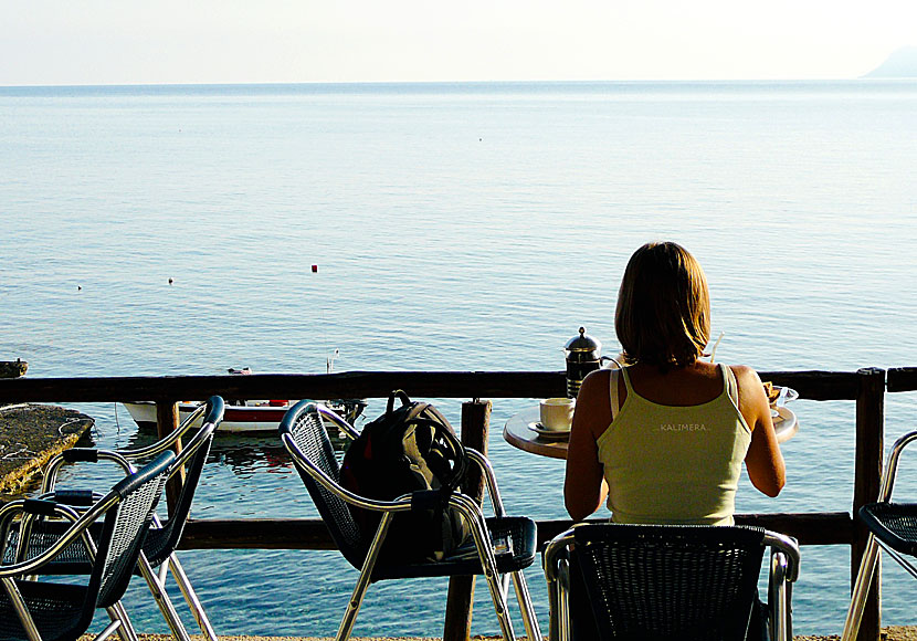 Breakfast with a view from a good hotel in Mochlos.