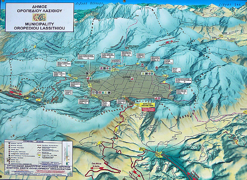 Map of the Lasithi Plateau in eastern Crete.