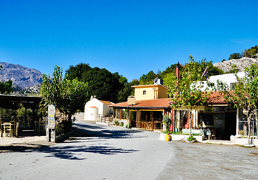 Katharo center and Stereos Taverna on Katharoplatån.