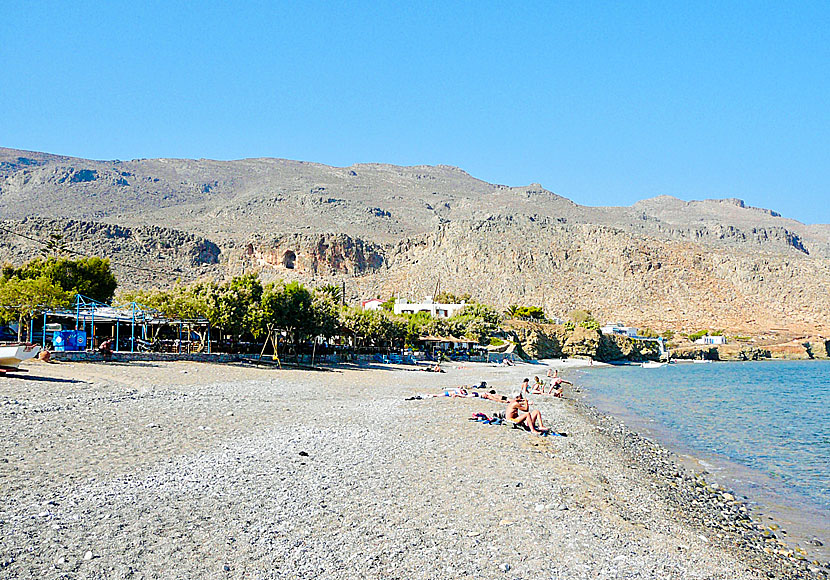 The long fine beach in Kato Zakros on Crete.