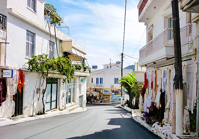 The main street in Kritsa is lined with handicraft shops. Crete.