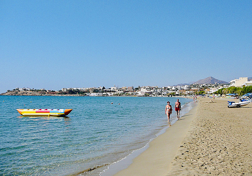 The long fine sandy beach of Makrigialos in southern Crete.