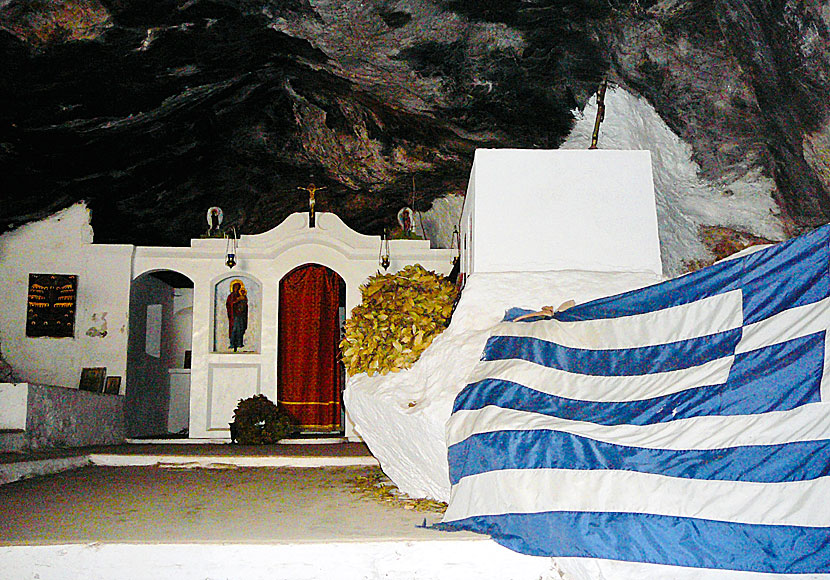 The small church inside the Milatos cave in Crete.