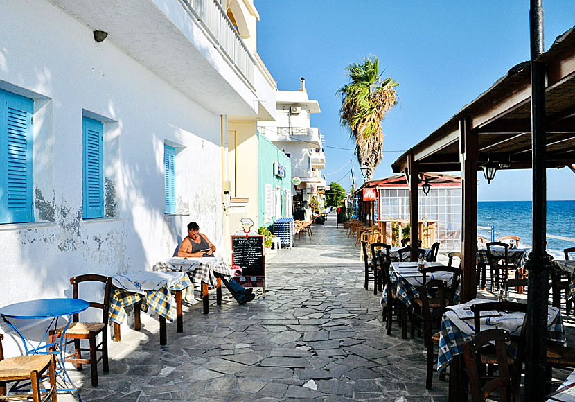 Good cafes and bars along the beach promenade in Mirtos in southern Crete.