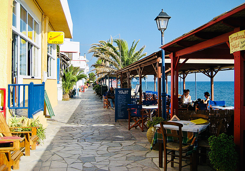 Everyone passes the fantastic beach promenade in Mirtos at some point during the day.