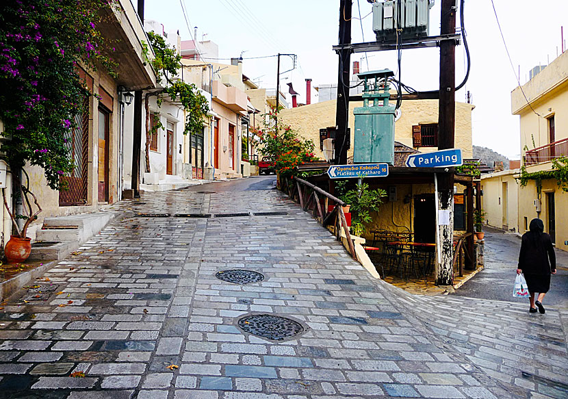 The main street in old Kritsa goes to the Katharo Plateau.