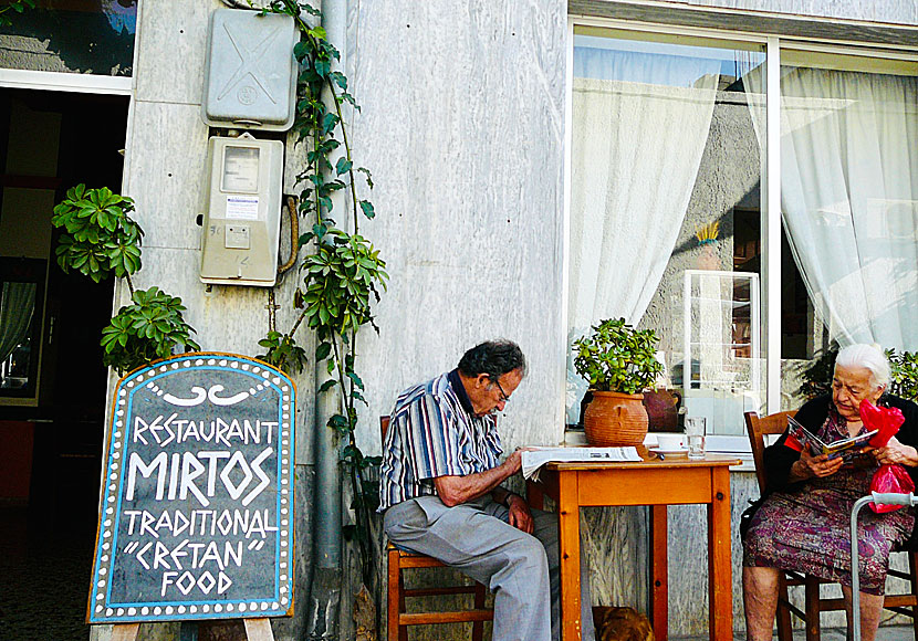 Restaurant Mirtos serves very good Cretan food and is not to be missed.