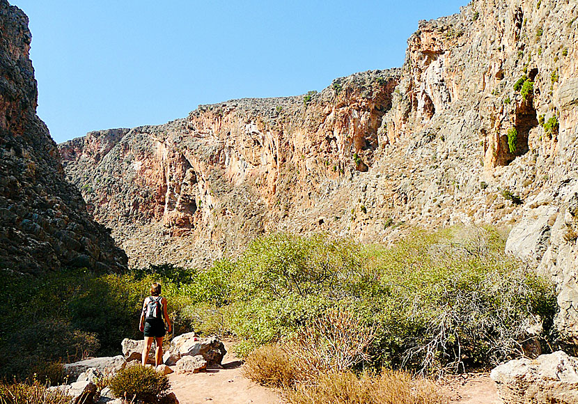 Hiking in the Valley of Death in Kato Zakros in eastern Crete.