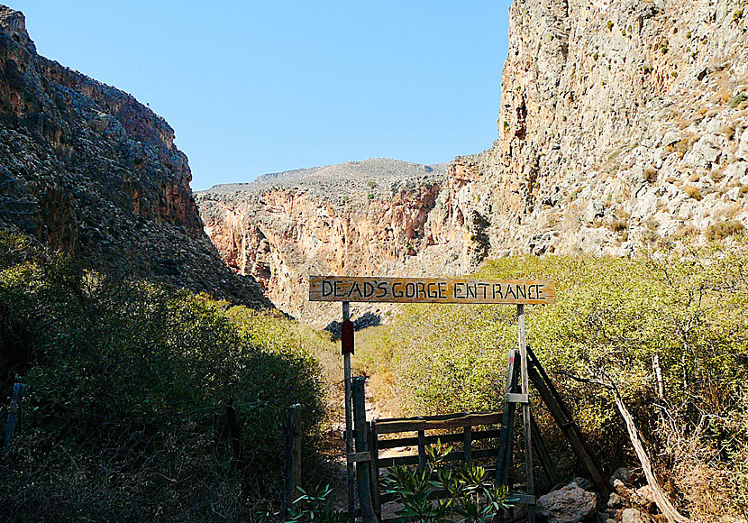 The starting point for the hiking route in the Valley of the Dead, in Kato Zakros, Crete.