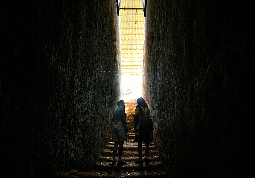 Inside one of the tombs at the Minoan cemetery of Armeni in Crete.