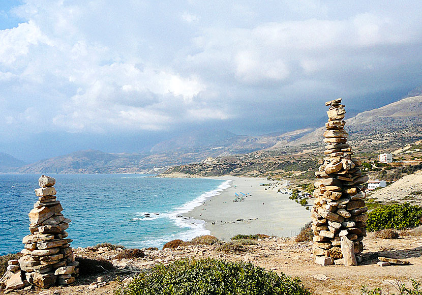Tripopetra seen from the three rocks that have given the beach and the village its name.