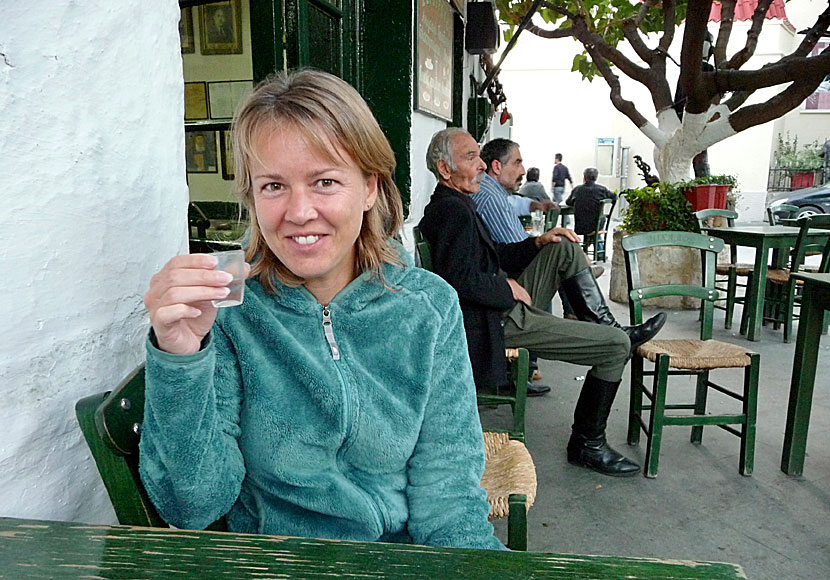 In the genuine village of Anogia, all Greeks and tourists drink locally produced Greek raki.