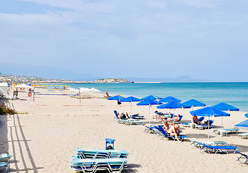 The extremely long beach of Perivolia and Platanias east of Rethymno. Crete.