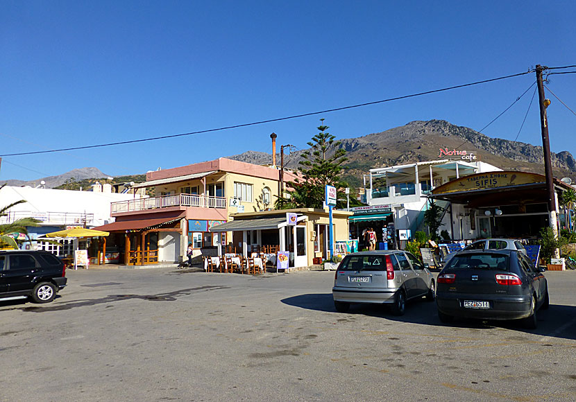 The Square in Plakias where many tavernas and supermarkets are located. Crete.
