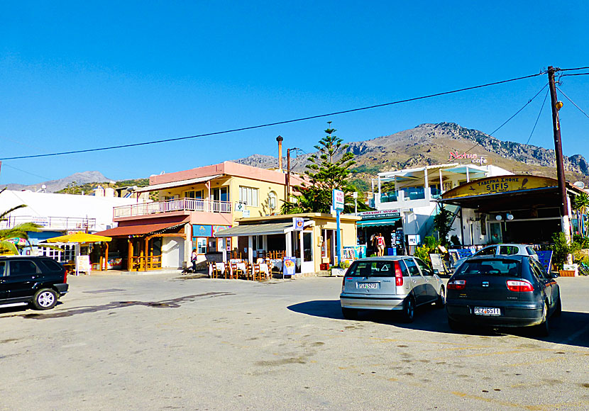 The Square in Plakias where many tavernas and supermarkets are located. Crete.