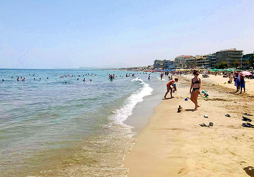 The beginning of the long sandy beach of Perivolia and Platanias. Rethymno. Crete.