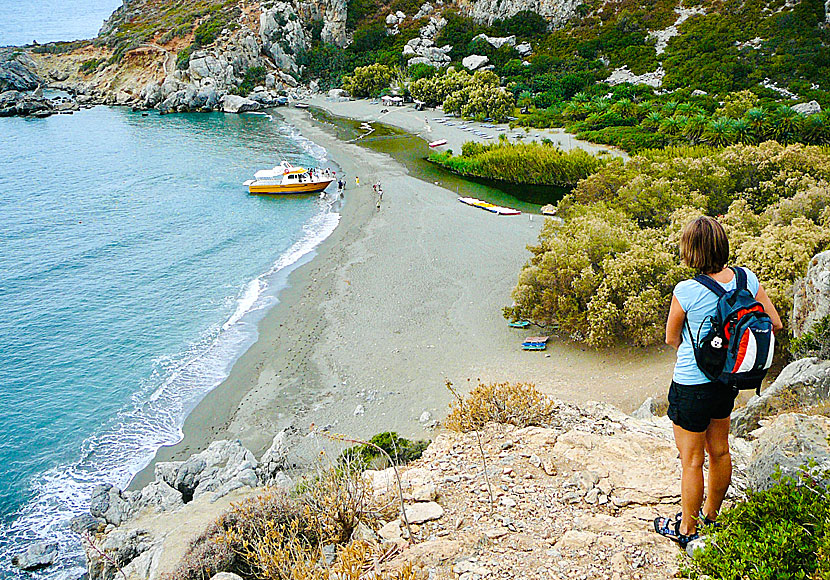 Preveli beach seen from the path that goes from Ammoudi beach in Crete.