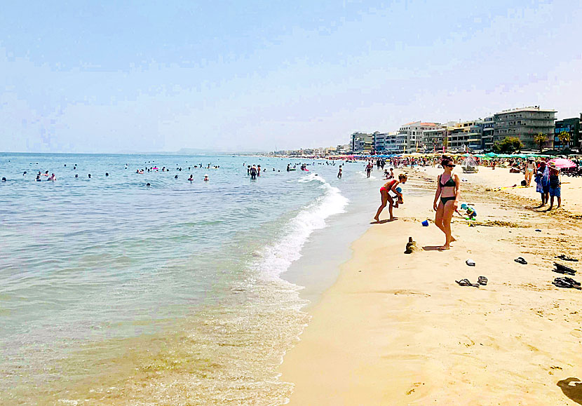 The long sandy beach of Perivolia in Rethymnon in Crete.