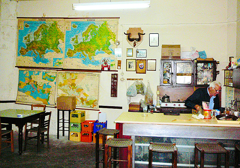 Old cafes and kafenions in Spili on Crete.